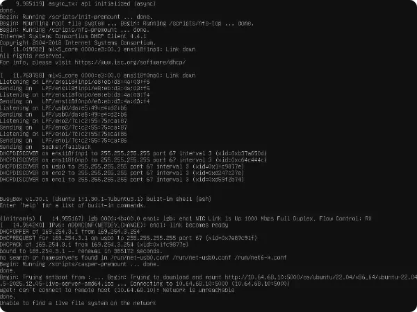 【issue】Unable to find a live file system on the network